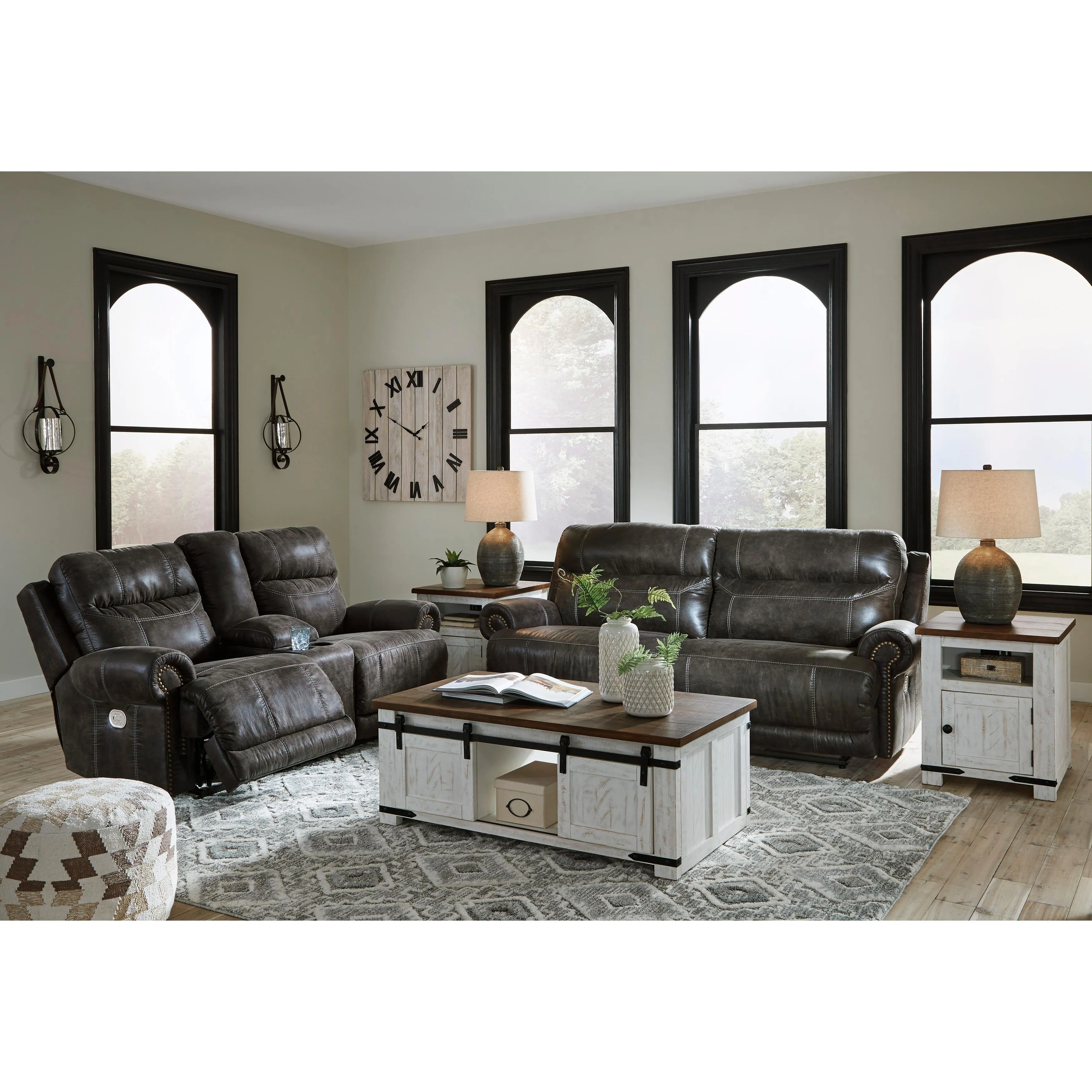 Signature Design by Ashley Grearview Power Reclining Leather Look Sofa 6500547