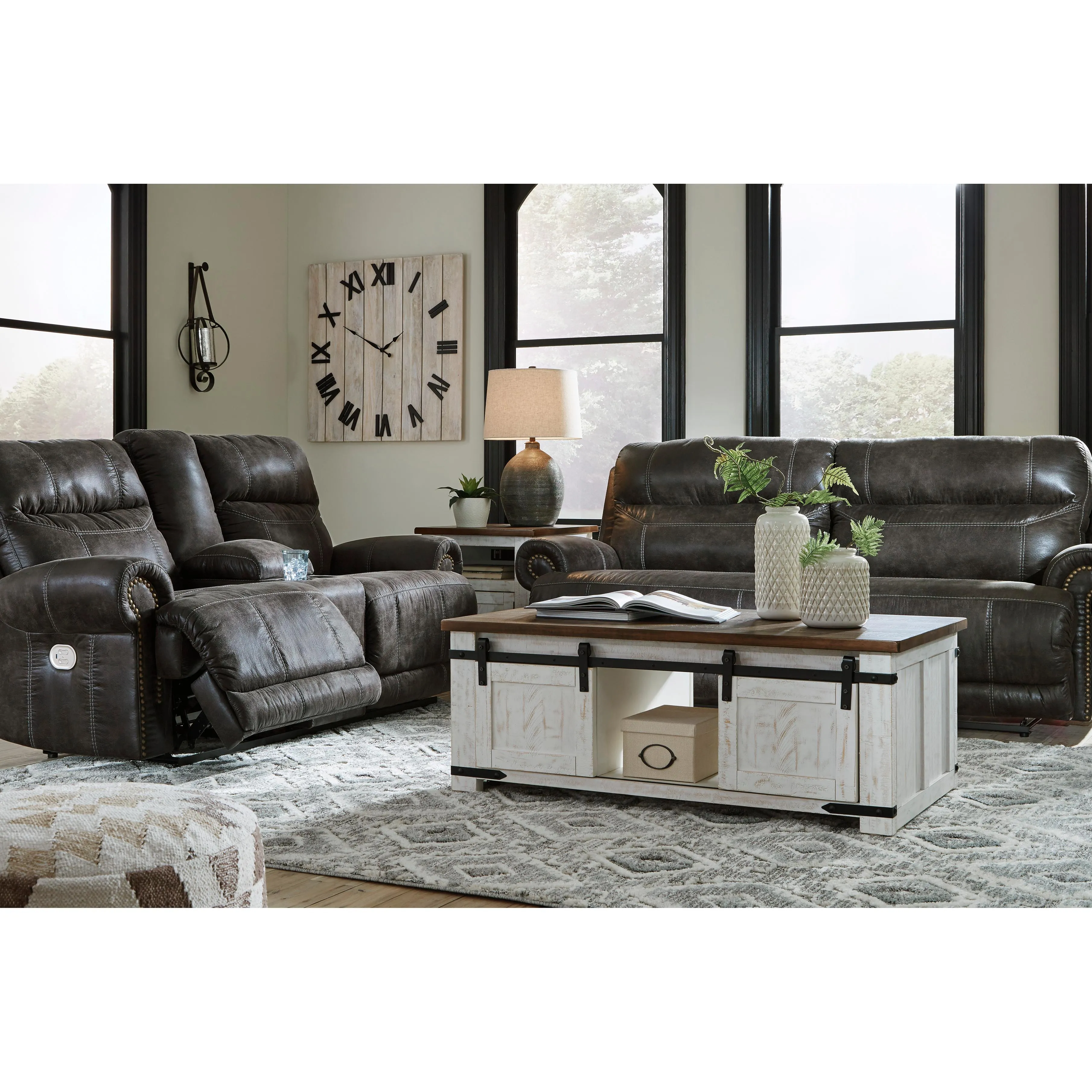 Signature Design by Ashley Grearview Power Reclining Leather Look Sofa 6500547