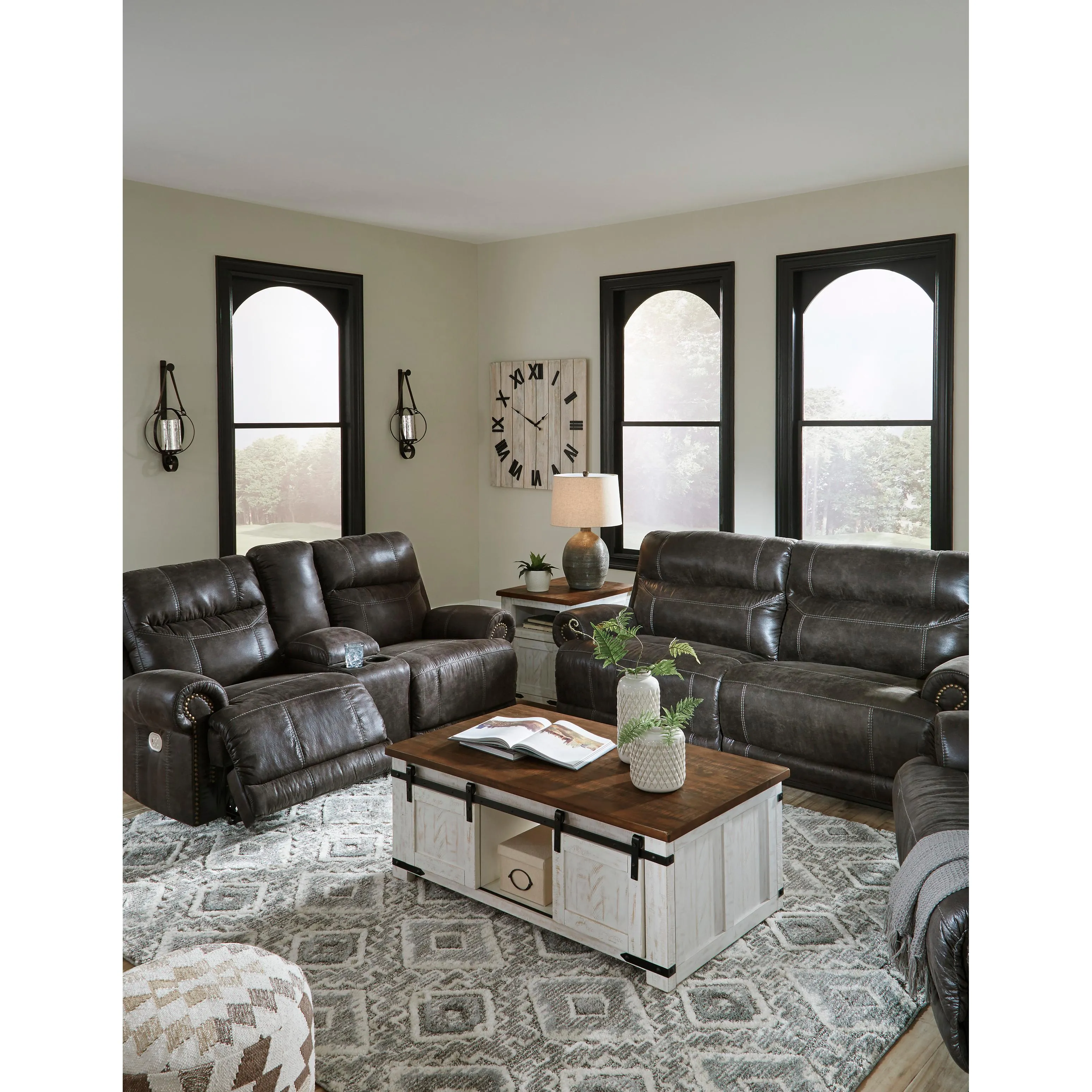 Signature Design by Ashley Grearview Power Reclining Leather Look Sofa 6500547