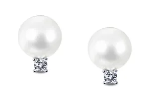 Simulated Diamond Pearl Earrings E0260PLP