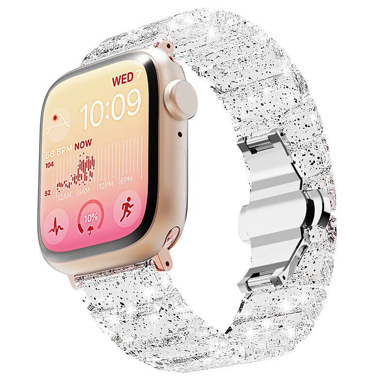 Sparkling Shimmering Clear Resin Link Band For Apple Watch Multiple Colors Available