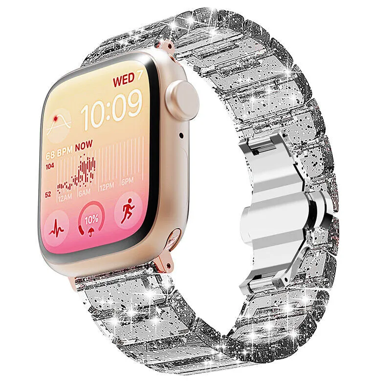 Sparkling Shimmering Clear Resin Link Band For Apple Watch Multiple Colors Available