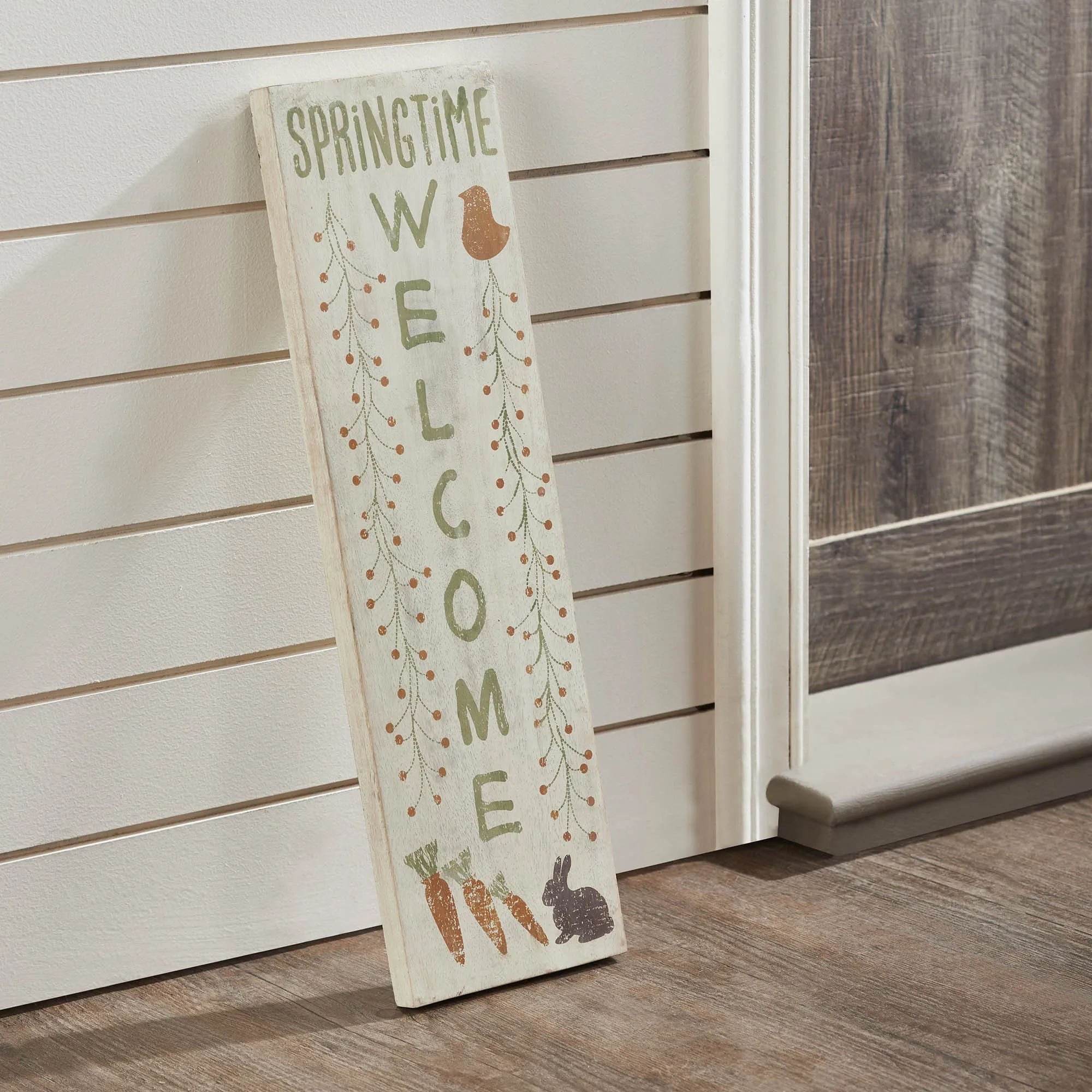 Springtime Welcome Wooden Sign 20x6