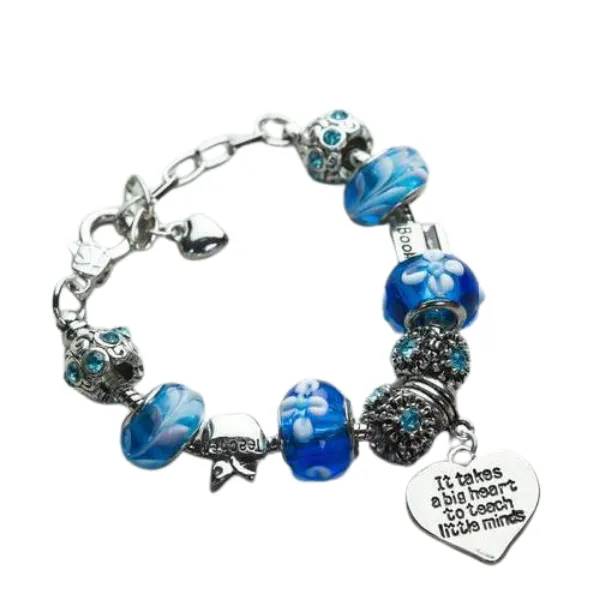 Teacher Big Heart Charm Bracelet