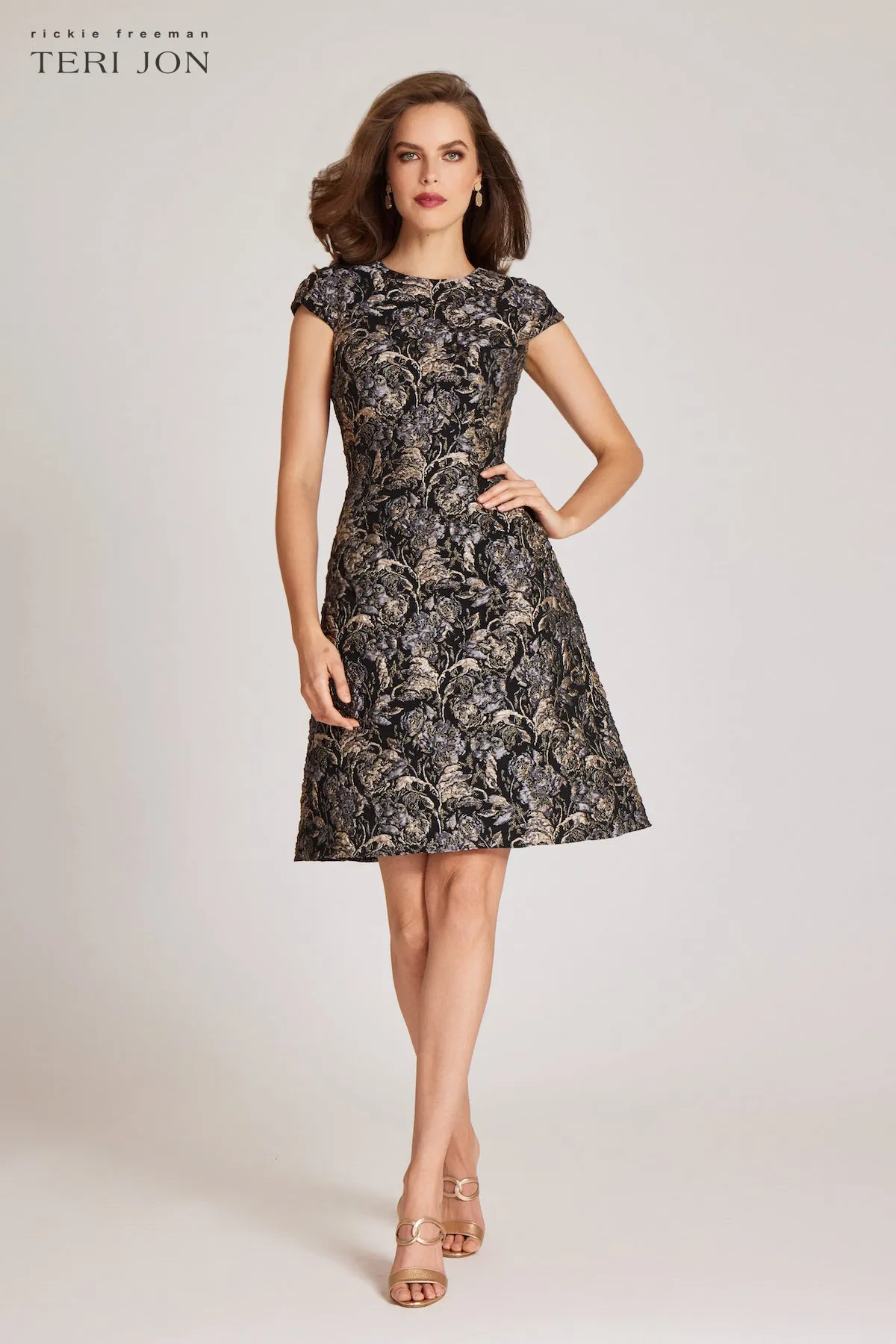 Textured Jacquard Fit And Flare Dress