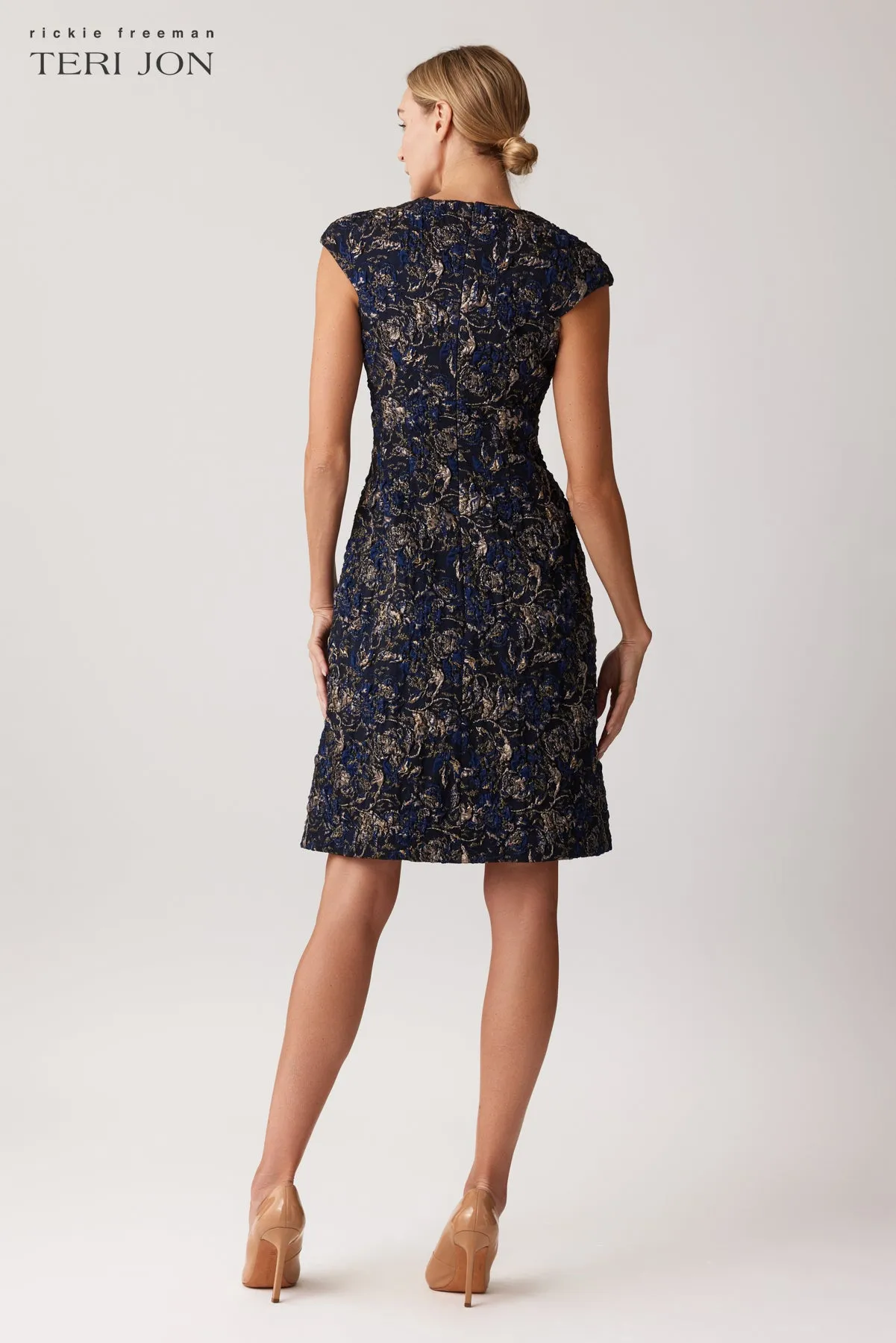 Textured Jacquard Fit And Flare Dress