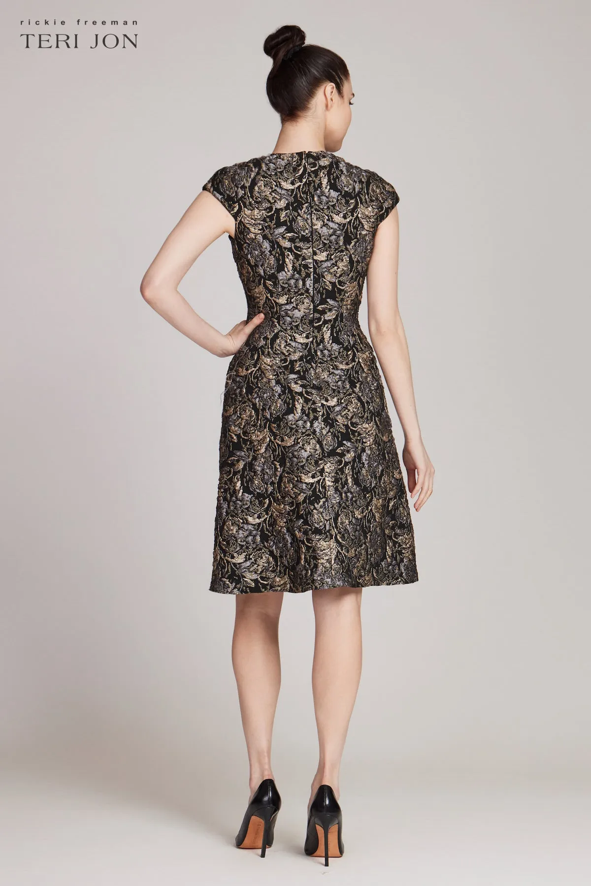 Textured Jacquard Fit And Flare Dress