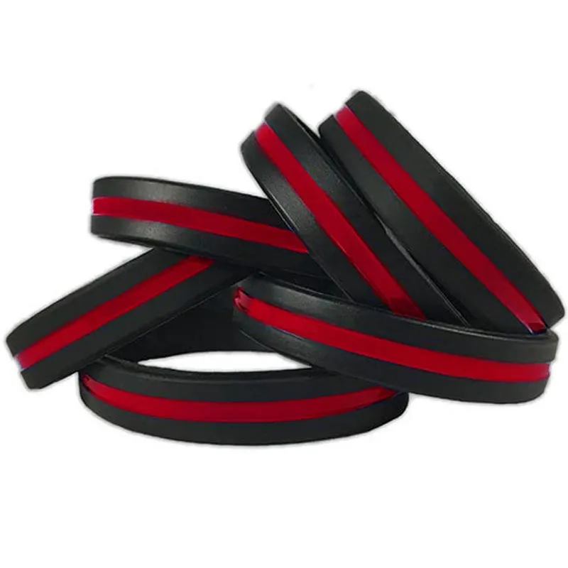 Thin Red Line Silicone Bracelet