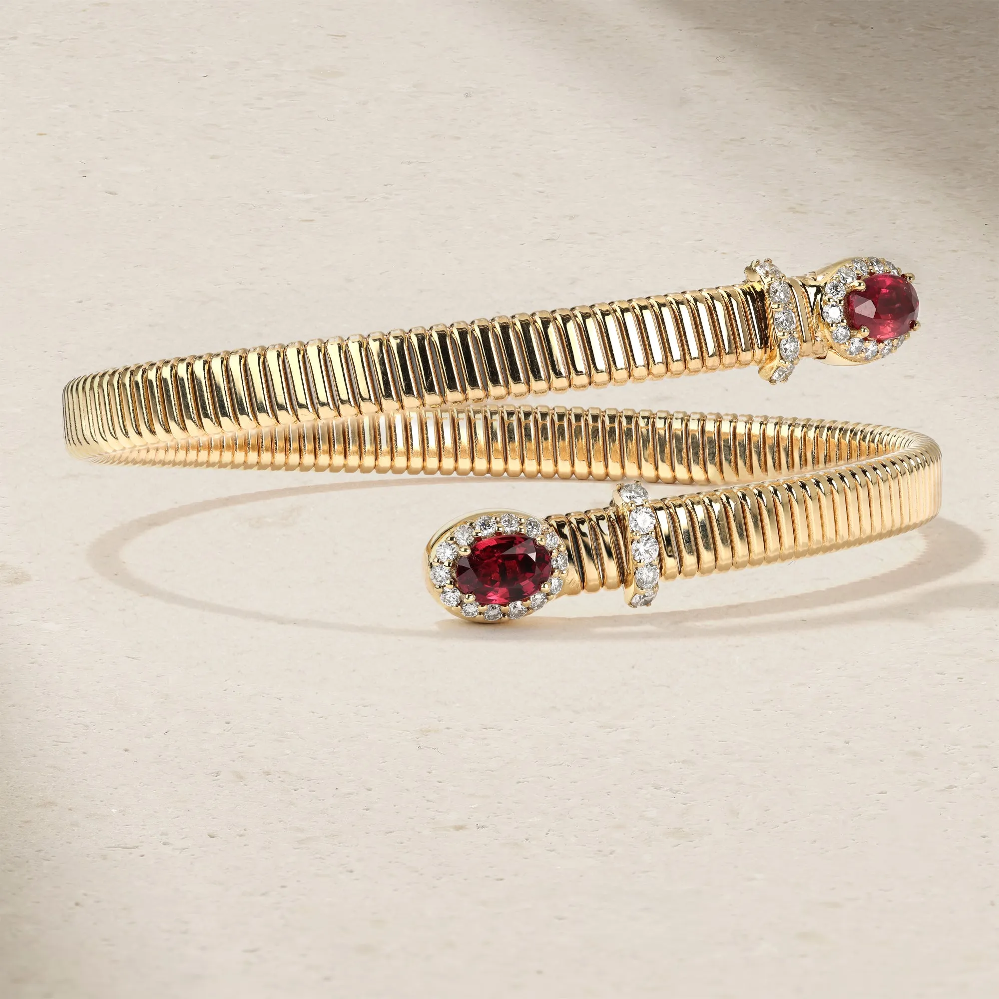 Tubogas Ruby and Diamond Bypass Bracelet