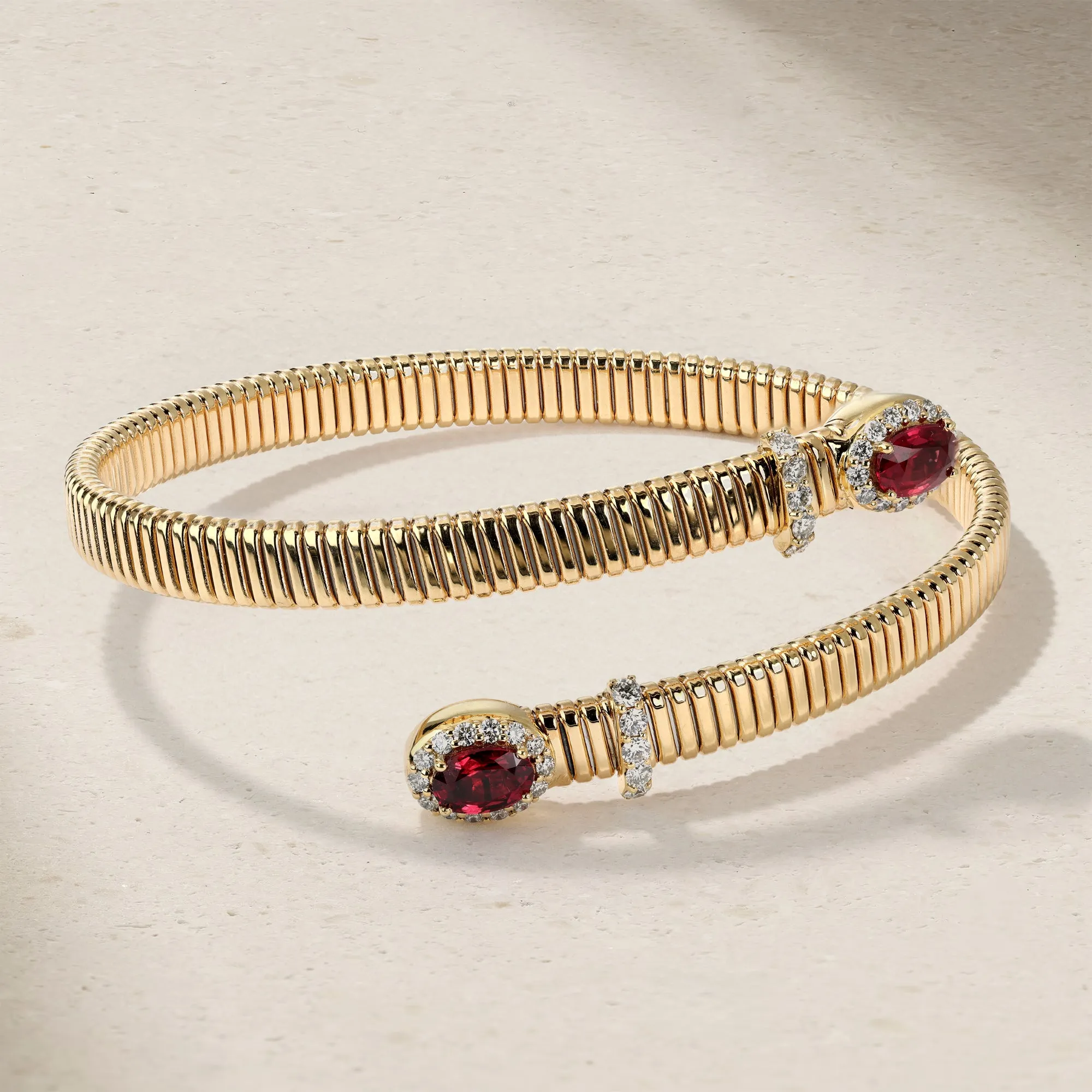 Tubogas Ruby and Diamond Bypass Bracelet