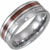 Tungsten Band with Imitation Meteorite & Wood Inlay