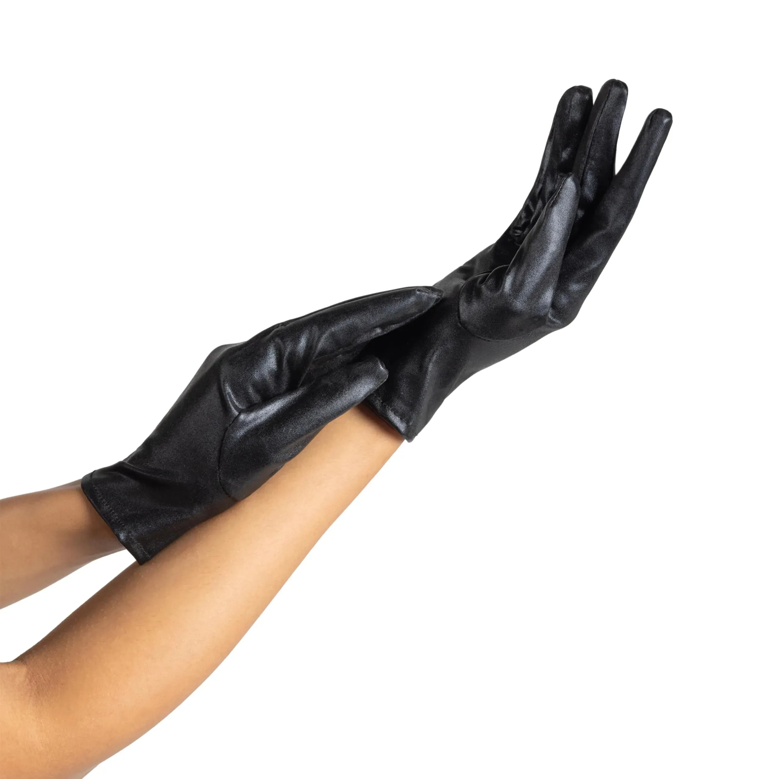 Unisex Shiny Black Metallic Gloves for Adult, Kids, Halloween Costume Accessory