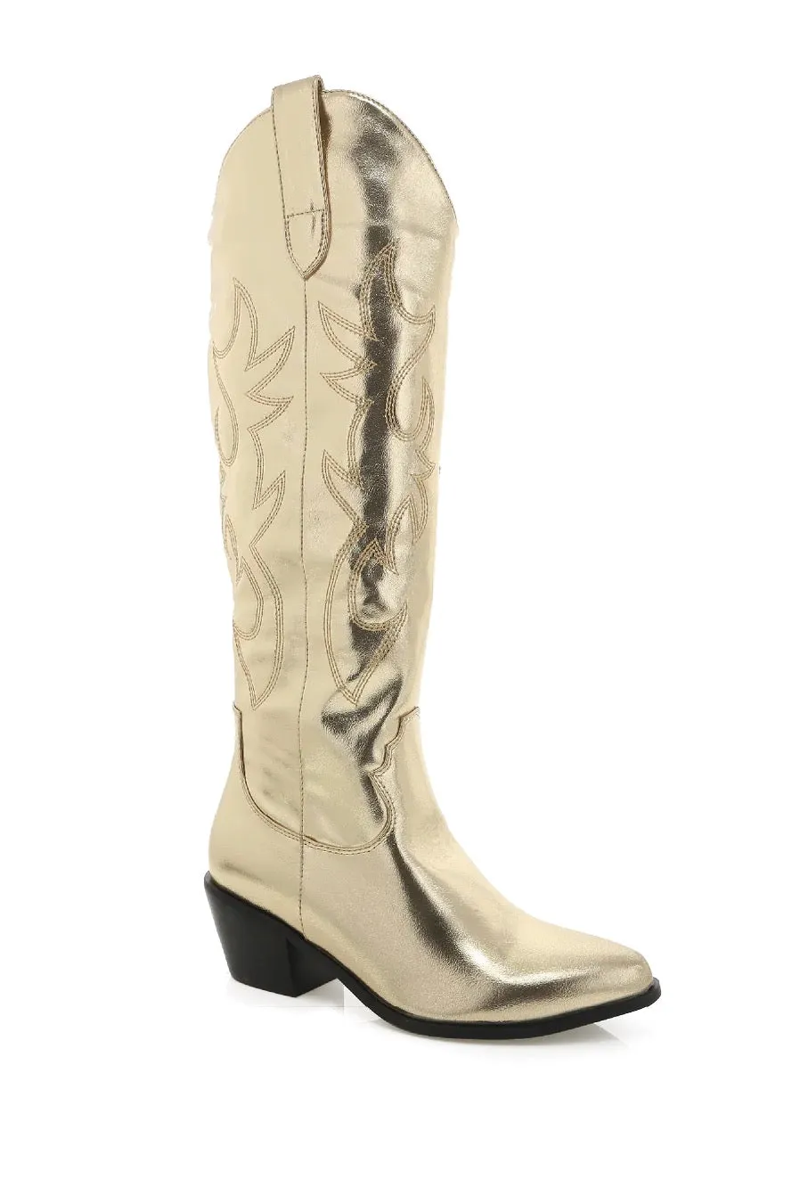 Urson Western Boot ~ Gold Metallic