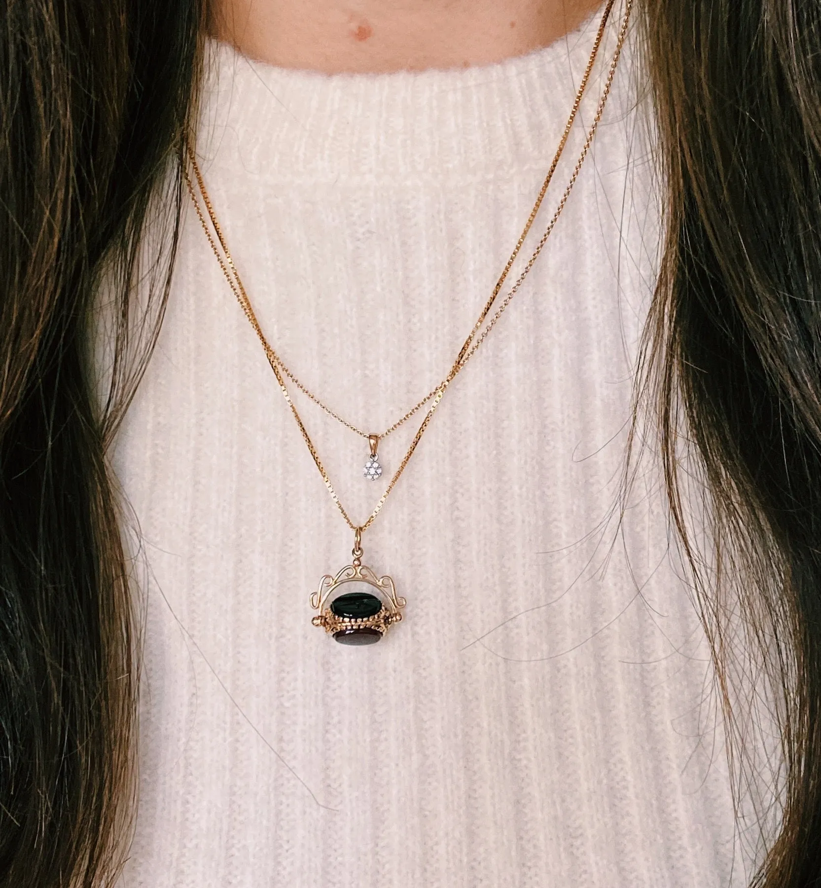 Vintage Carnelian, Onyx And Heliotrope Wheel of Fortune Charm