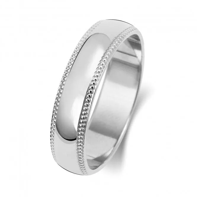 Wedding Band 9K D Shape Millgrain 5 mm-1.45 Wedding  Ring W185WM