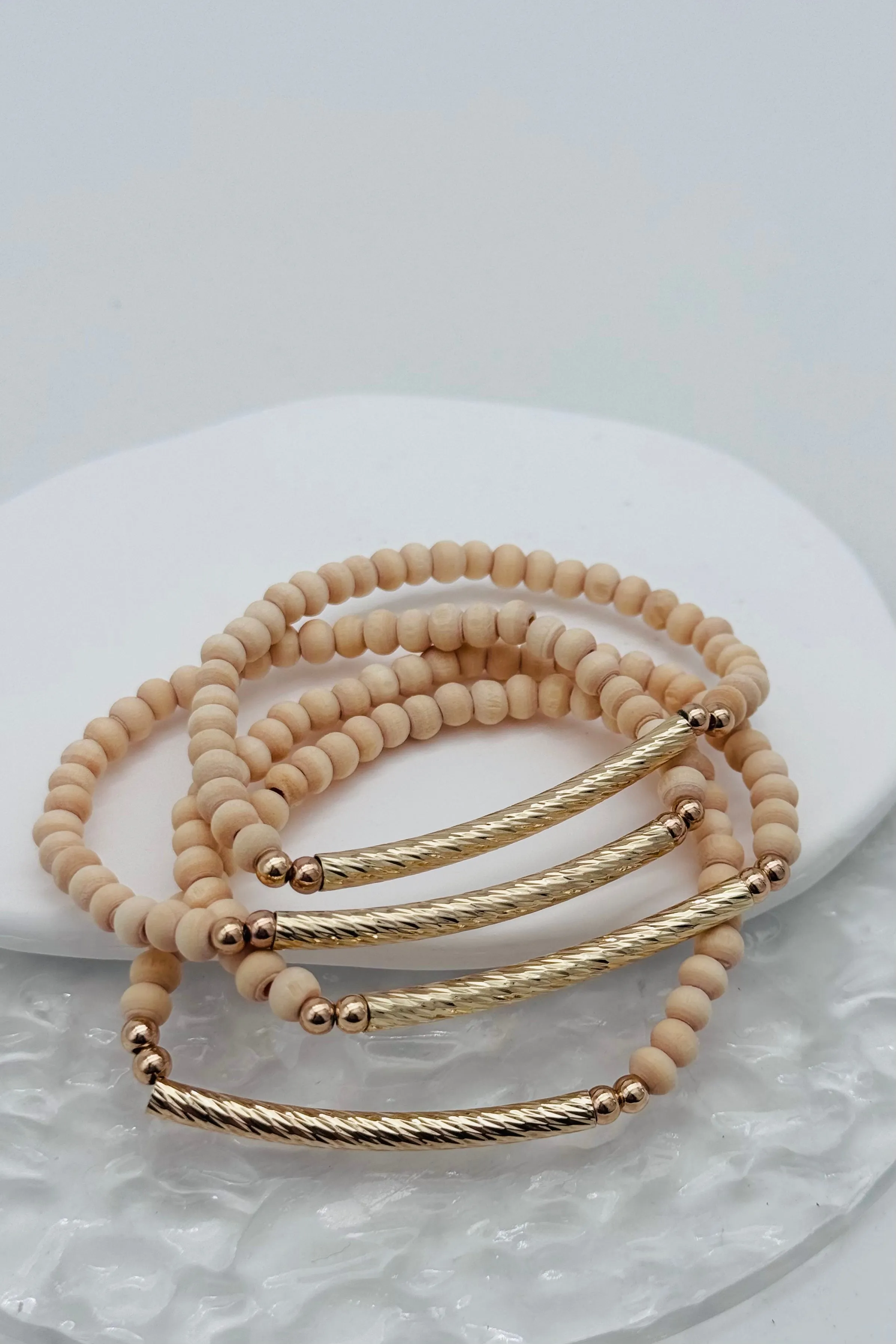 Wood Bead Stretch Bracelet Set