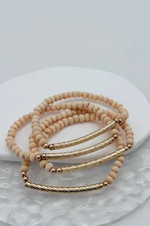 Wood Bead Stretch Bracelet Set