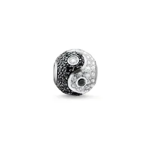 Yin & Yang Black & White Rhinestone Bead Charm